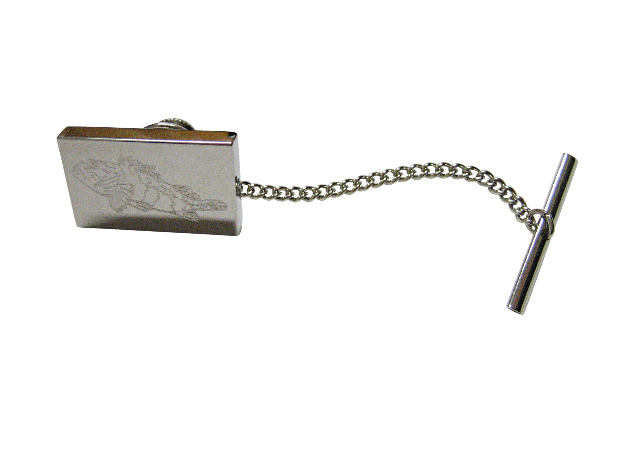 Silver Toned Etched Rock Cod Fish Tie Tack