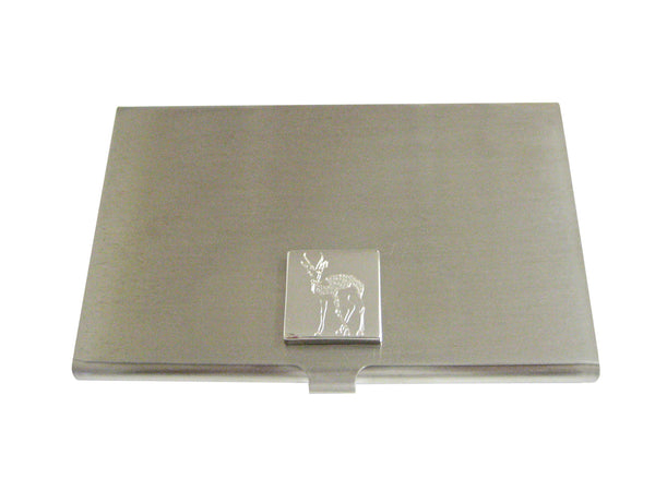 Silver Toned Etched Roebuck Deer Business Card Holder
