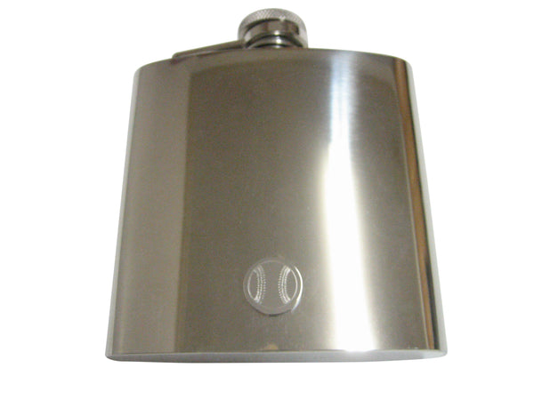 Silver Toned Etched Round Baseball Pendant 6 Oz. Stainless Steel Flask