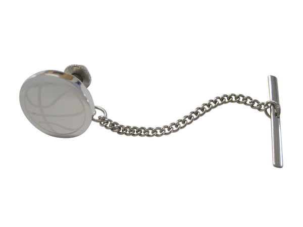 Silver Toned Etched Round Basketball Tie Tack
