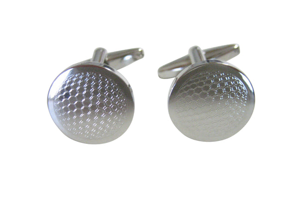 Silver Toned Etched Round Golf Ball Cufflinks