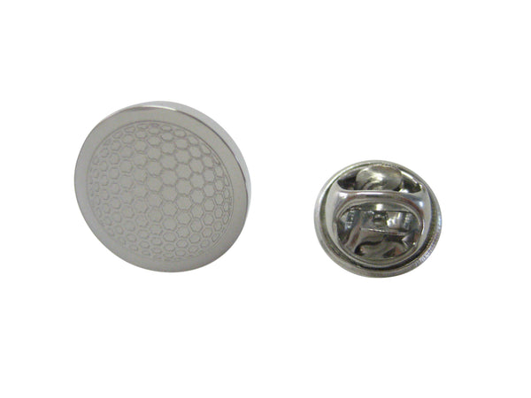 Silver Toned Etched Round Golf Ball Lapel Pin