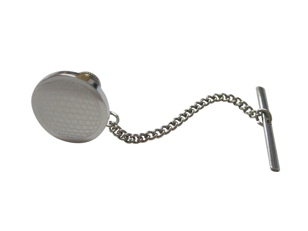 Silver Toned Etched Round Golf Ball Tie Tack