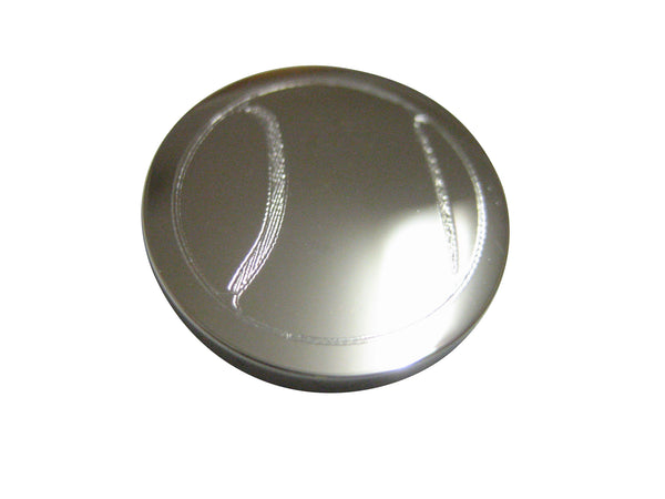 Silver Toned Etched Round Tennis Ball Magnet