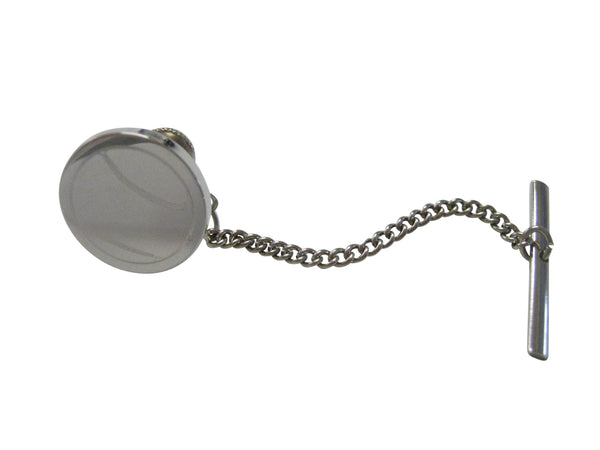 Silver Toned Etched Round Tennis Ball Tie Tack