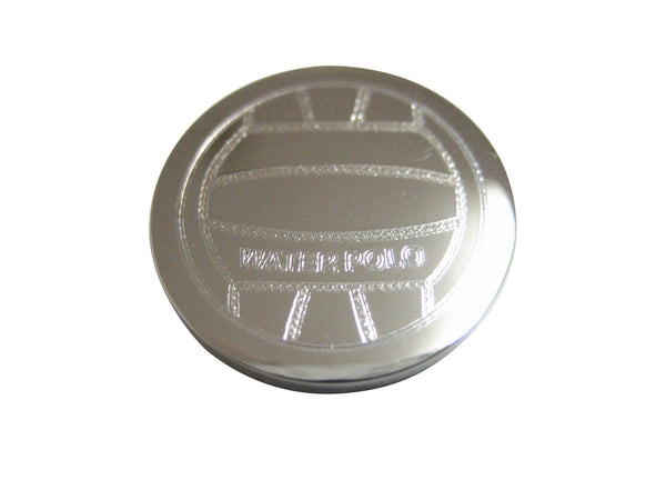 Silver Toned Etched Round Water Polo Ball Magnet