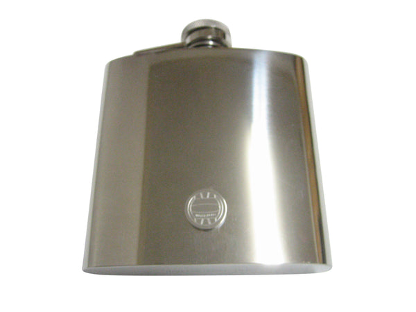 Silver Toned Etched Round Water Polo Pendant 6 Oz. Stainless Steel Flask