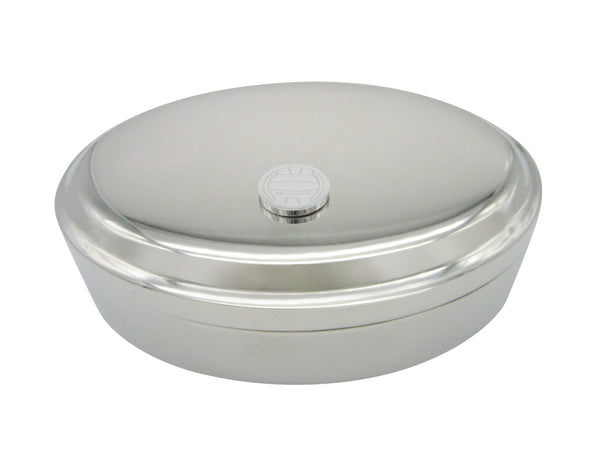 Silver Toned Etched Round Water Polo Pendant Oval Trinket Jewelry Box