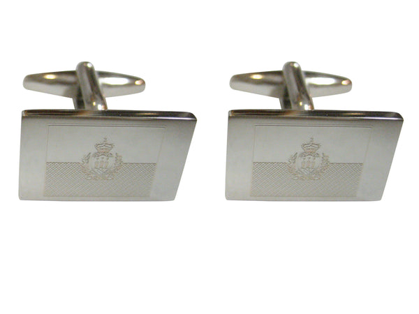Silver Toned Etched San Marino Flag Cufflinks