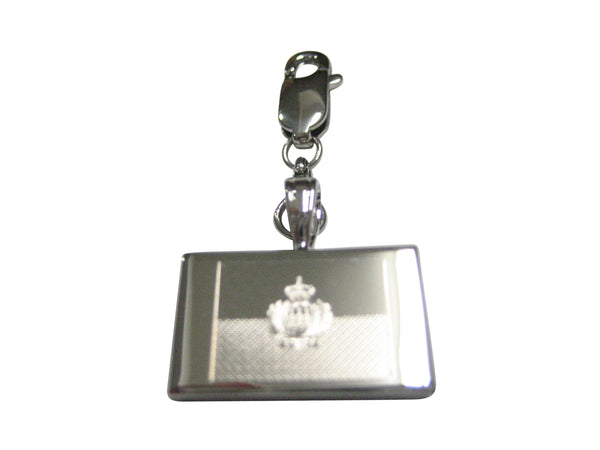Silver Toned Etched San Marino Flag Pendant Zipper Pull Charm
