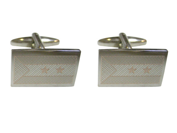 Silver Toned Etched Sao Tome and Principe Flag Cufflinks