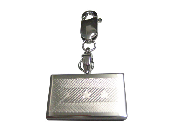 Silver Toned Etched Sao Tome and Principe Flag Pendant Zipper Pull Charm