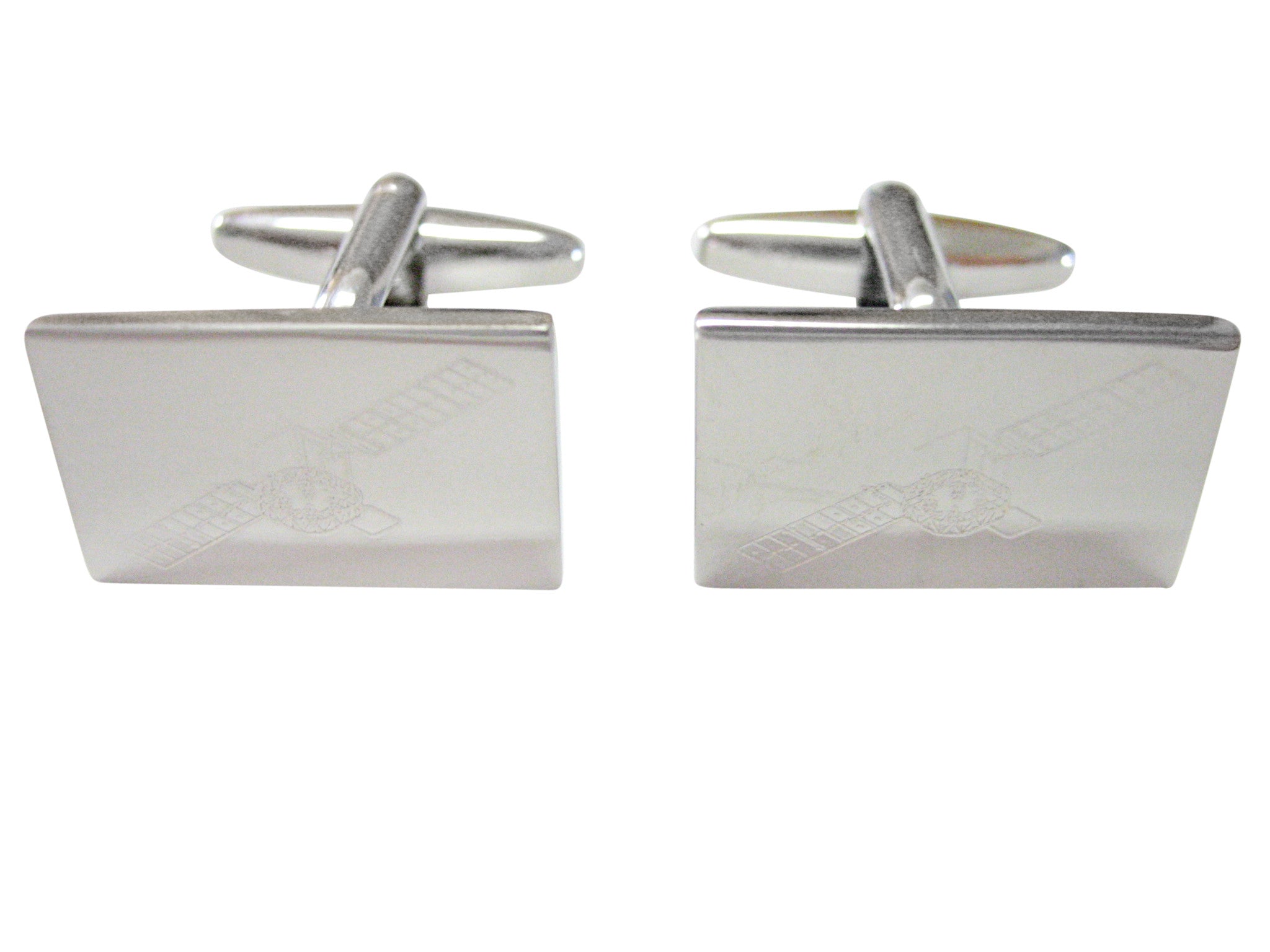 Silver Toned Etched Satellite Cufflinks