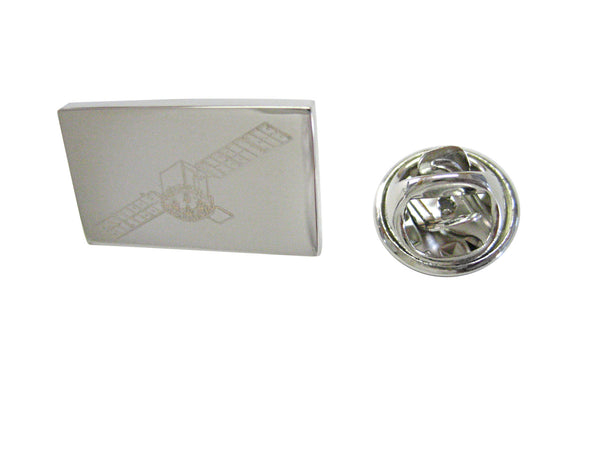 Silver Toned Etched Satellite Lapel Pin