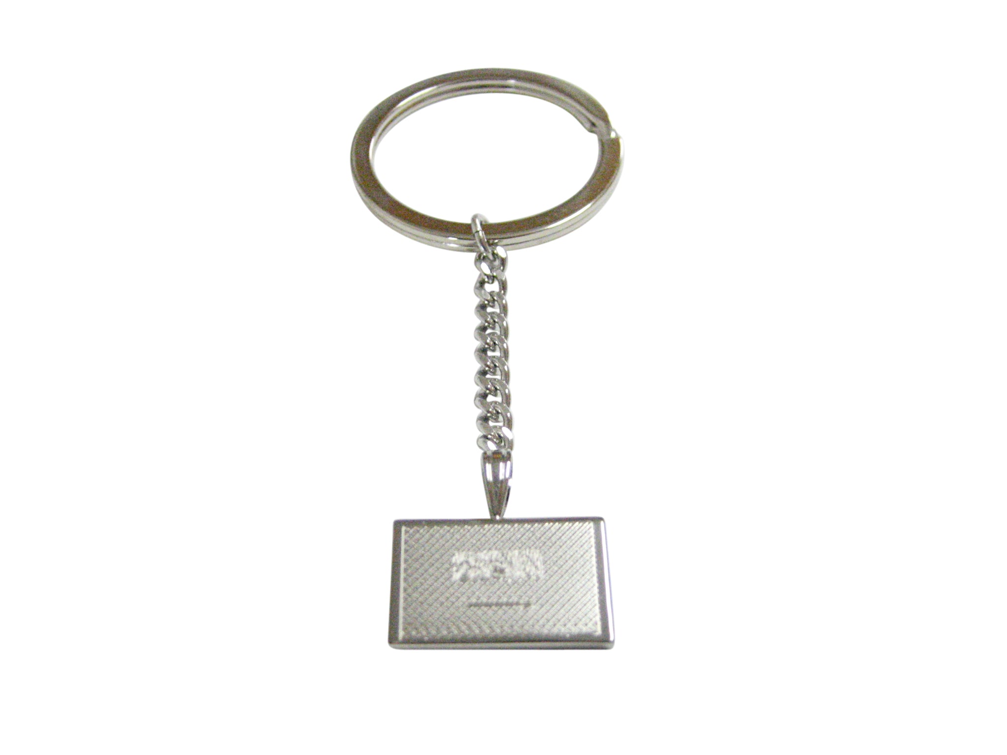 Silver Toned Etched Saudi Arabia Flag Pendant Keychain