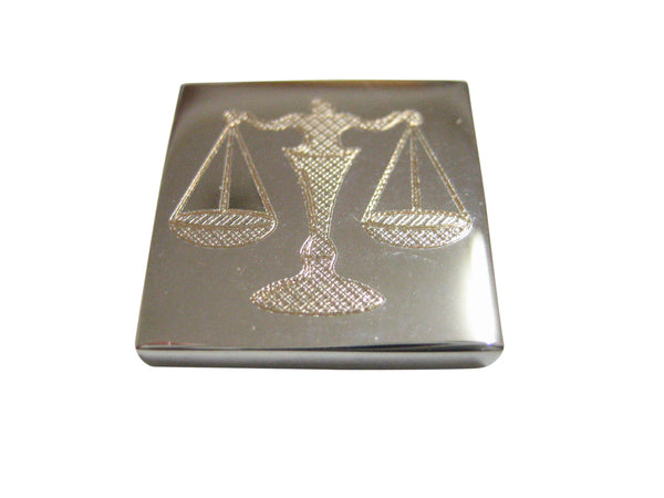Silver Toned Etched Scale of Justice Magnet