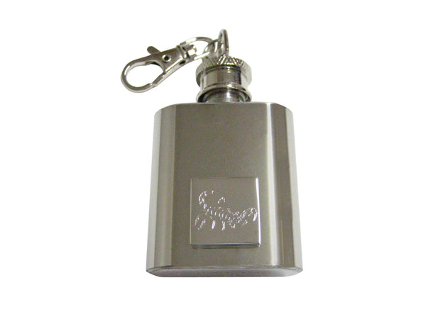 Silver Toned Etched Scorpion 1 Oz. Stainless Steel Key Chain Flask