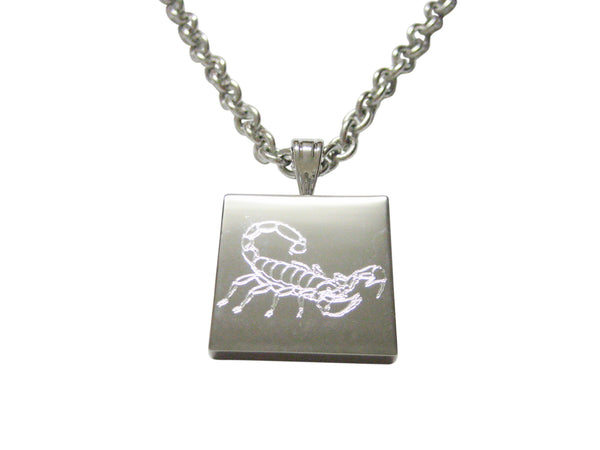 Silver Toned Etched Scorpion Necklace
