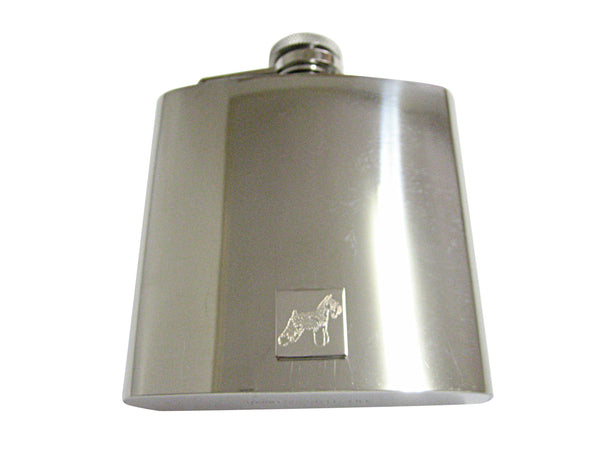 Silver Toned Etched Scottish Terrier Dog 6 Oz. Stainless Steel Flask