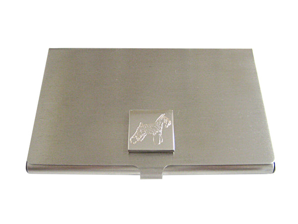 Silver Toned Etched Scottish Terrier Dog Business Card Holder