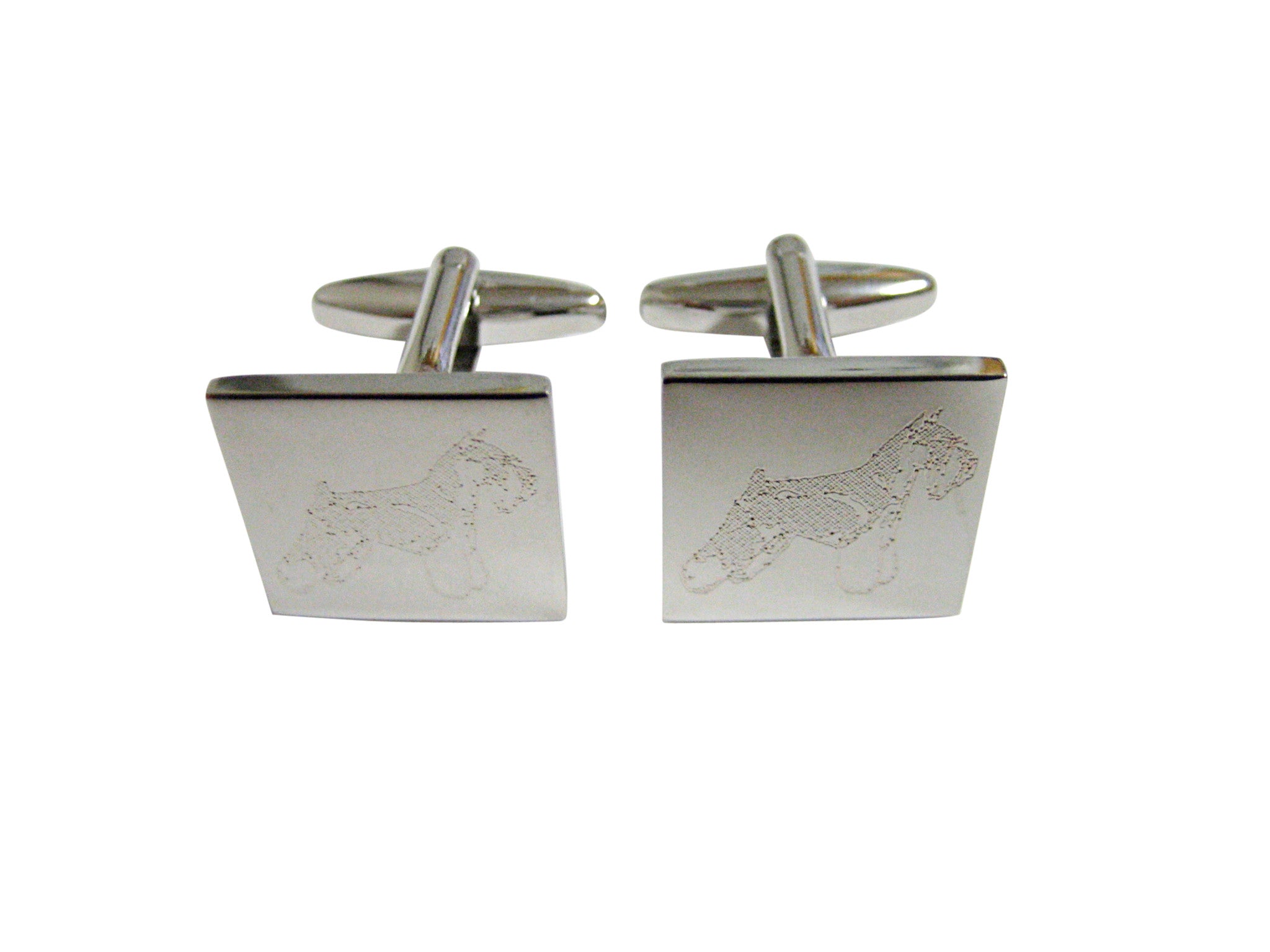 Silver Toned Etched Scottish Terrier Dog Cufflinks