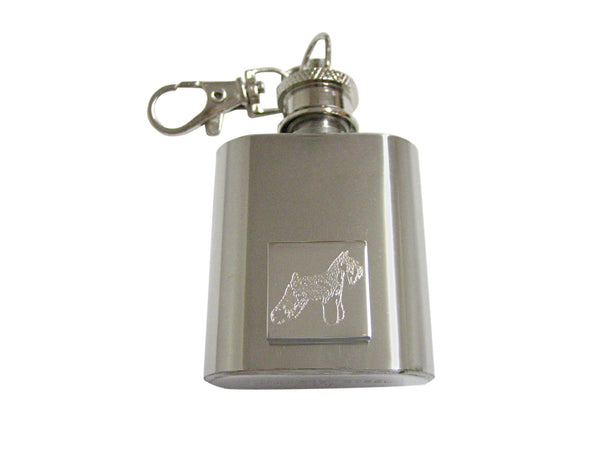 Silver Toned Etched Scottish Terrier Dog 1 Oz. Stainless Steel Key Chain Flask