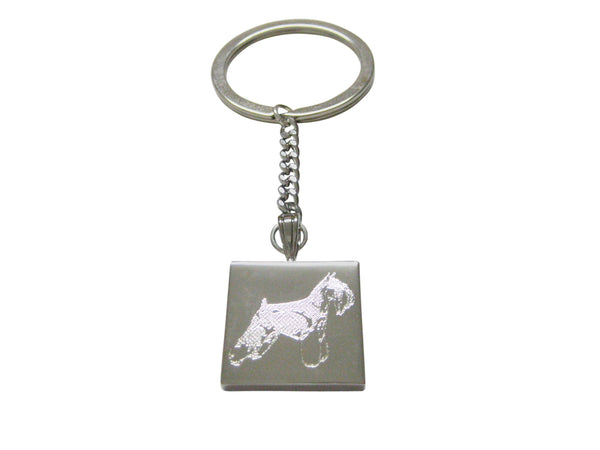 Silver Toned Etched Scottish Terrier Dog Keychain
