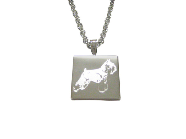 Silver Toned Etched Scottish Terrier Dog Pendant Necklace