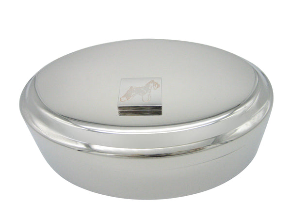 Silver Toned Etched Scottish Terrier Dog Pendant Oval Trinket Jewelry Box