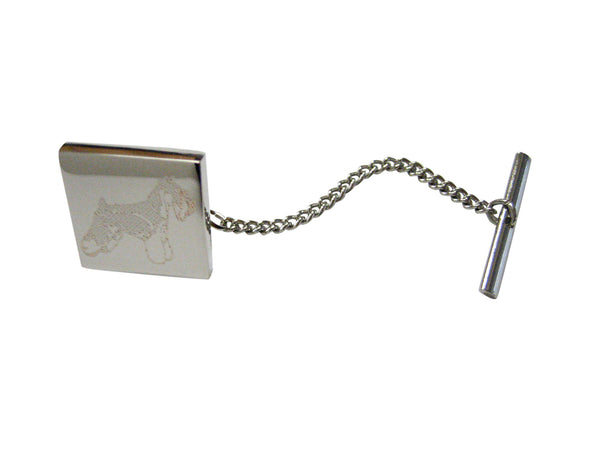Silver Toned Etched Scottish Terrier Dog Tie Tack