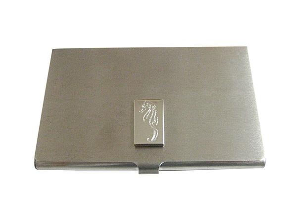 Silver Toned Etched Sea Horse Business Card Holder