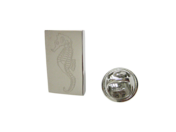 Silver Toned Etched Sea Horse Lapel Pin