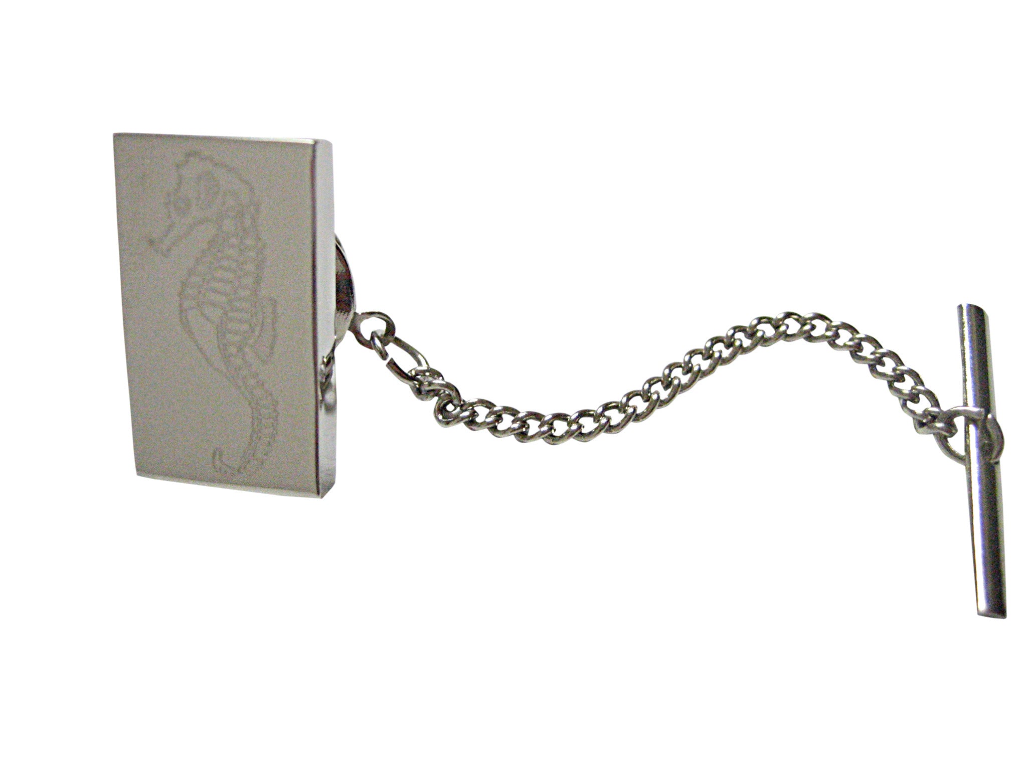 Silver Toned Etched Sea Horse Tie Tack