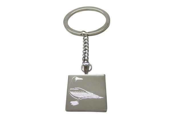 Silver Toned Etched Seagull Bird Keychain