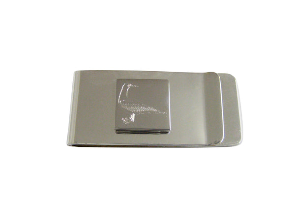 Silver Toned Etched Seagull Bird Money Clip