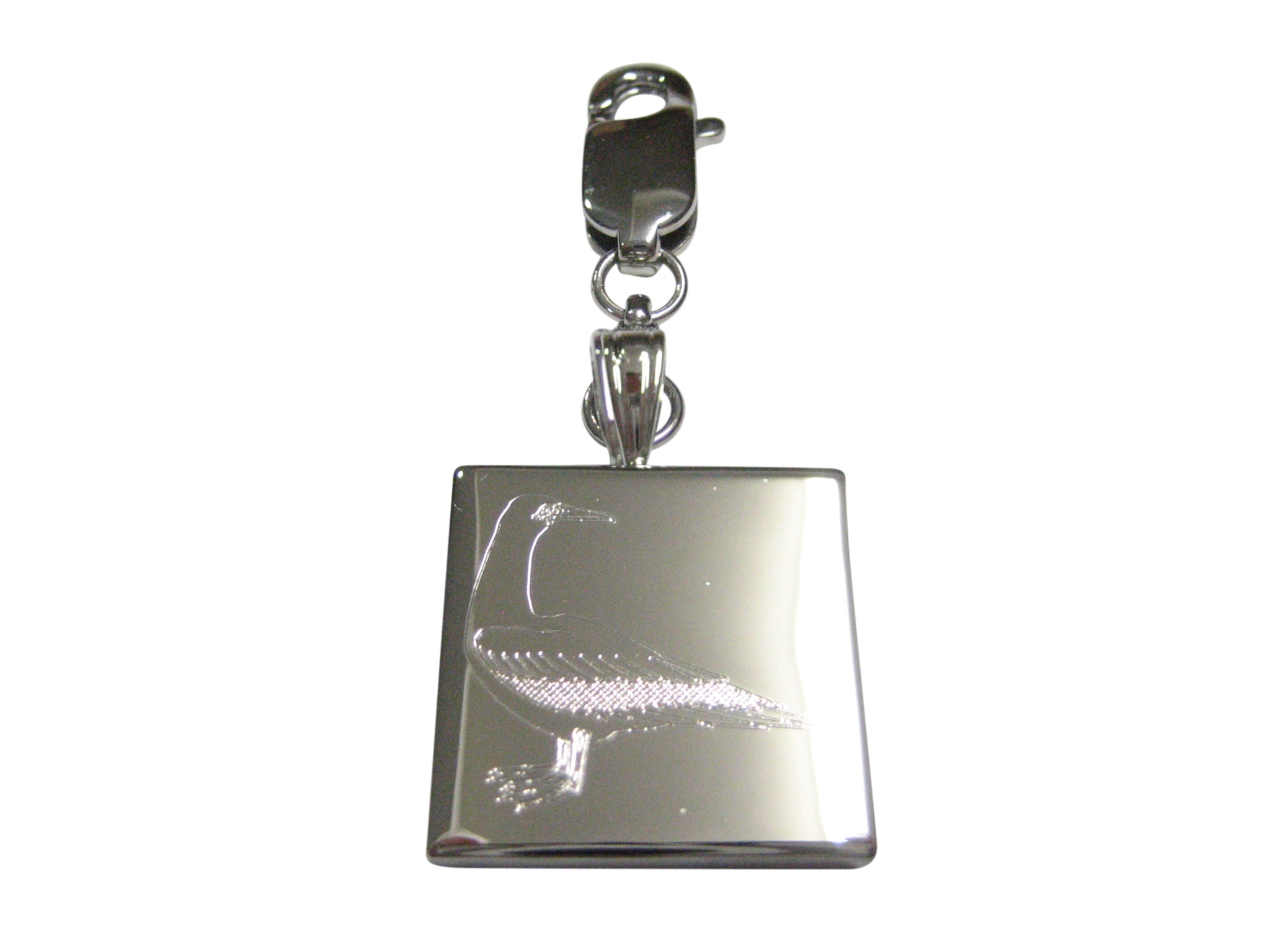 Silver Toned Etched Seagull Bird Pendant Zipper Pull Charm