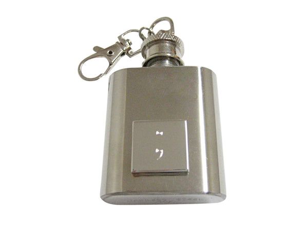 Silver Toned Etched Semicolon Sign 1 Oz. Stainless Steel Key Chain Flask