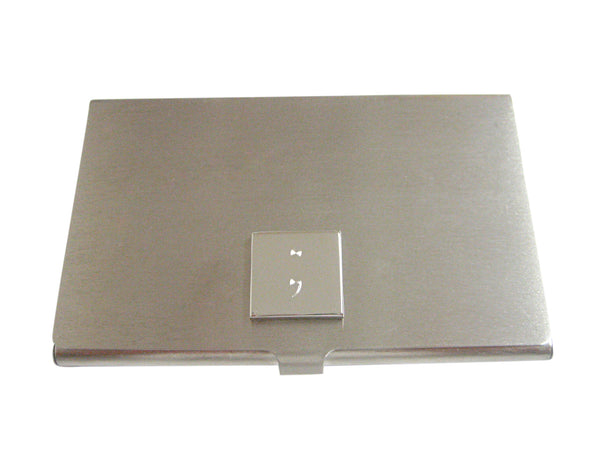Silver Toned Etched Semicolon Sign Business Card Holder