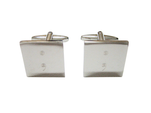 Silver Toned Etched Semicolon Sign Cufflinks