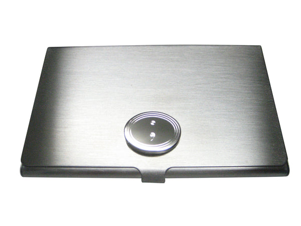 Silver Toned Etched Semicolon Sign Pendant Business Card Holder