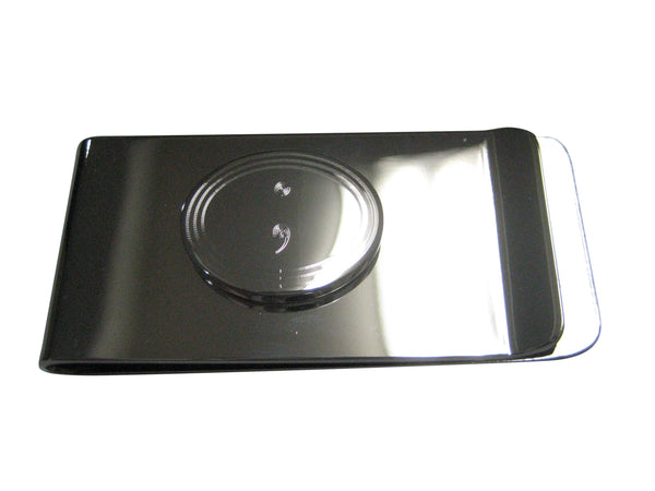 Silver Toned Etched Semicolon Sign Pendant Money Clip