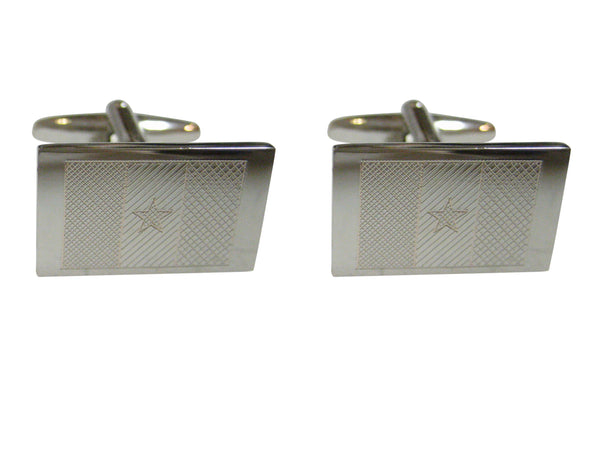 Silver Toned Etched Senegal Flag Cufflinks
