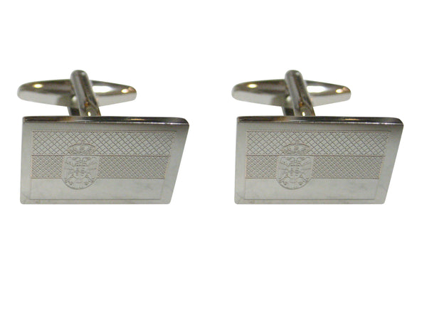 Silver Toned Etched Serbia Flag Cufflinks