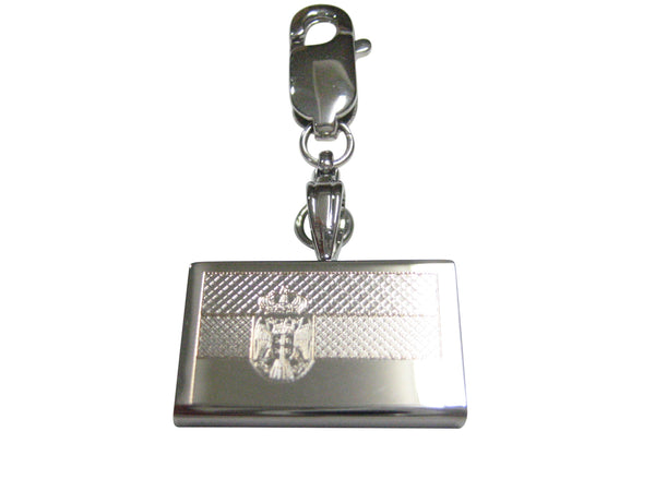 Silver Toned Etched Serbia Flag Pendant Zipper Pull Charm