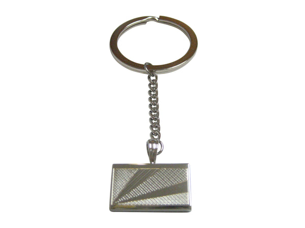 Silver Toned Etched Seychelles Flag Pendant Keychain