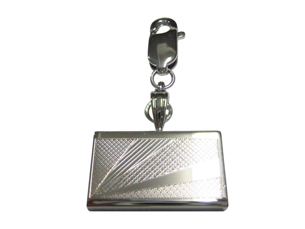 Silver Toned Etched Seychelles Flag Pendant Zipper Pull Charm