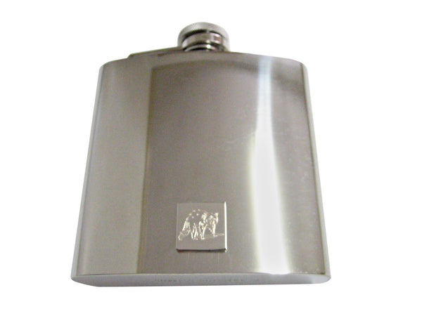 Silver Toned Etched Shaded Raccoon 6 Oz. Stainless Steel Flask