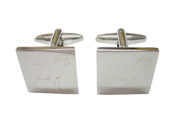 Silver Toned Etched Sheep Cufflinks