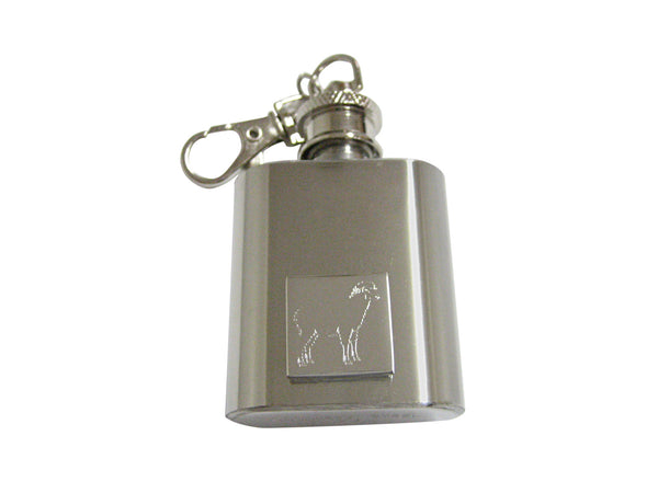 Silver Toned Etched Sheep 1 Oz. Stainless Steel Key Chain Flask