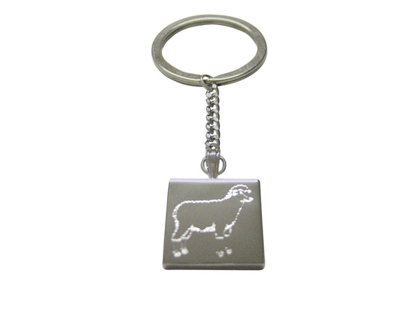 Silver Toned Etched Sheep Keychain